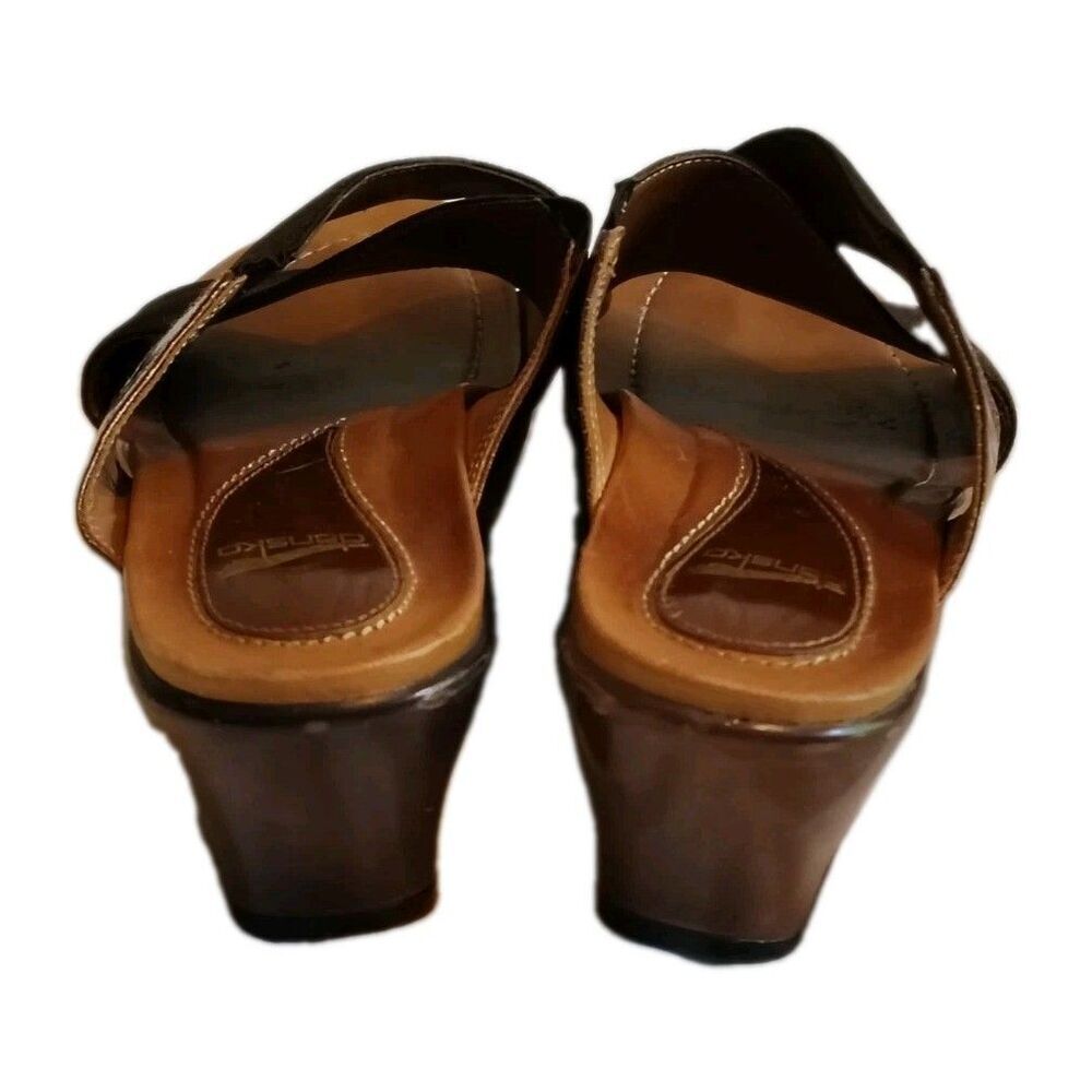 Dansko Brown Elastic Crisscross Wedge Sandals Mules Size 37 US 7 - Picture 5 of 9